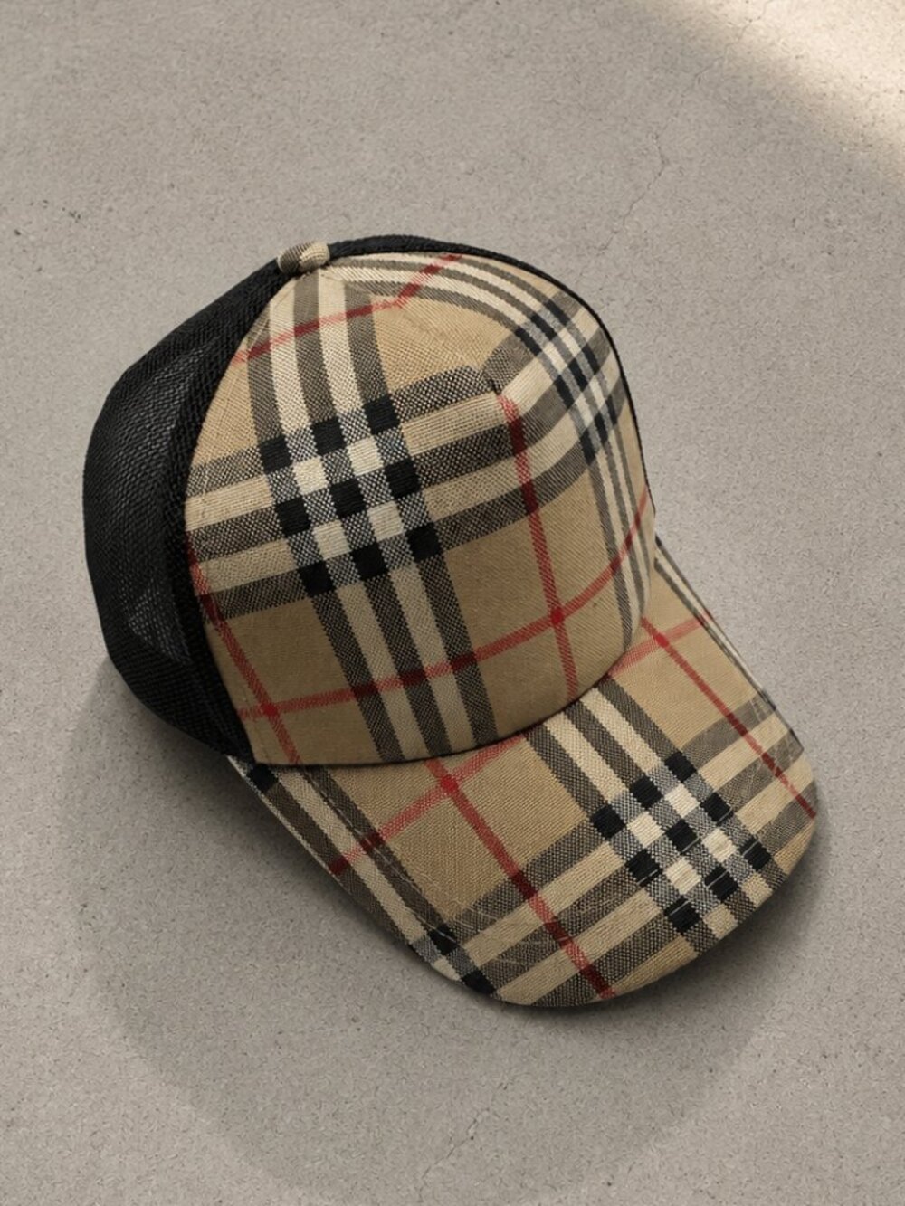 Burberry Check & Mesh Baseball Cap Beige M 57cm NEW